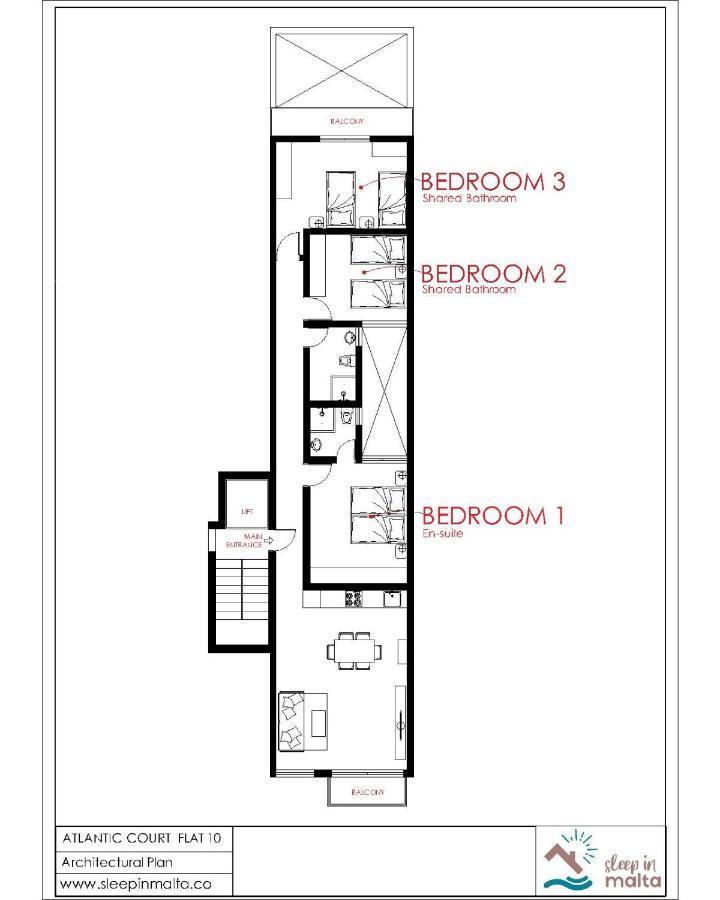 F10 Room 1, Private Double Room With Private Bathroom In Shared Flat Msida Luaran gambar